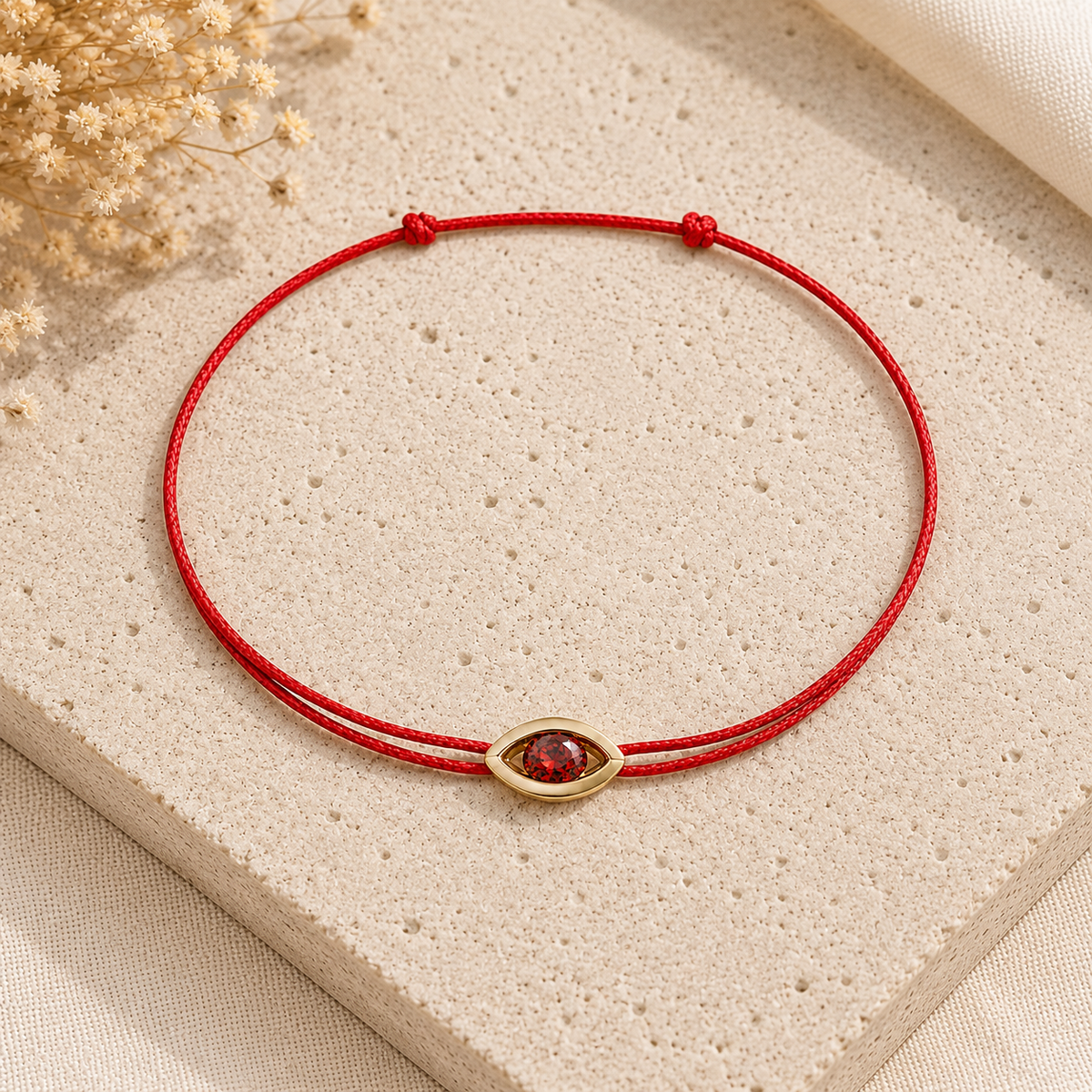 Bracelet cordon Grenat & or jaune 375/1000 – Passion Diamant Platine