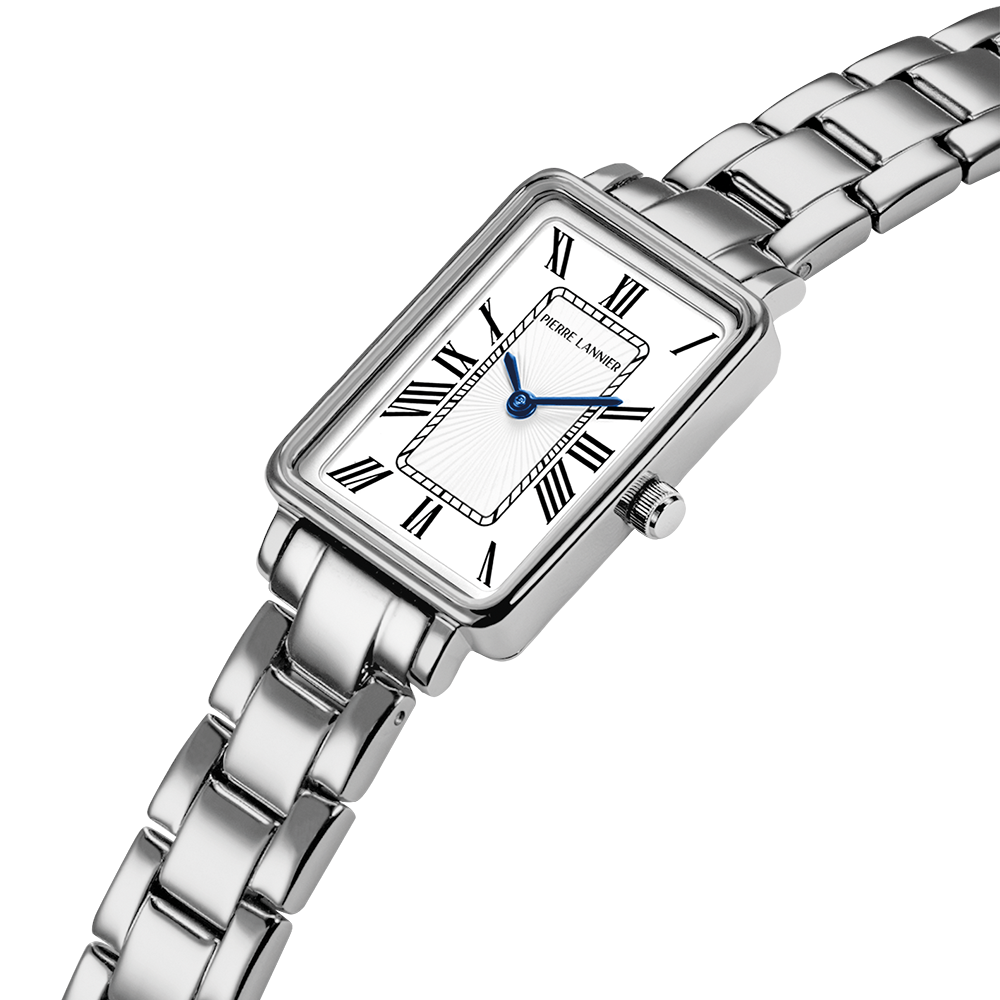 Montre Quartz Femme Ariane Argenté Cadran Blanc Bracelet Acier 12 Mm