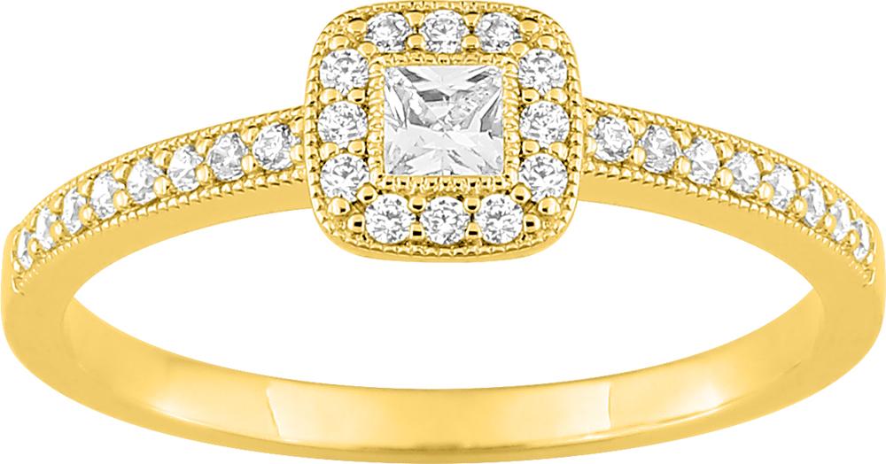 Bague Solitaire accompaagné or jaune 750/1000, diamants GH-P1 0.27 carats