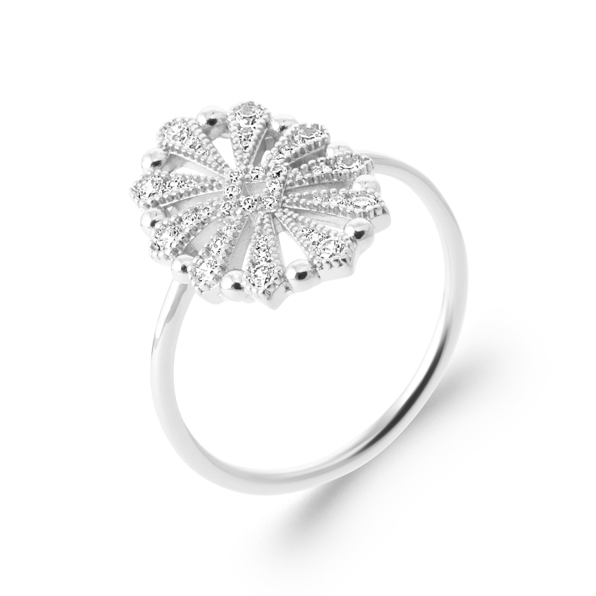 Bague Argent Rhodié 925 Ajourée Avec Oxydes Taille 50 À 60