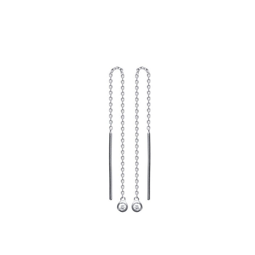 Boucles d'oreilles en argent rhodié 925/100 devant/derrière OZ clos