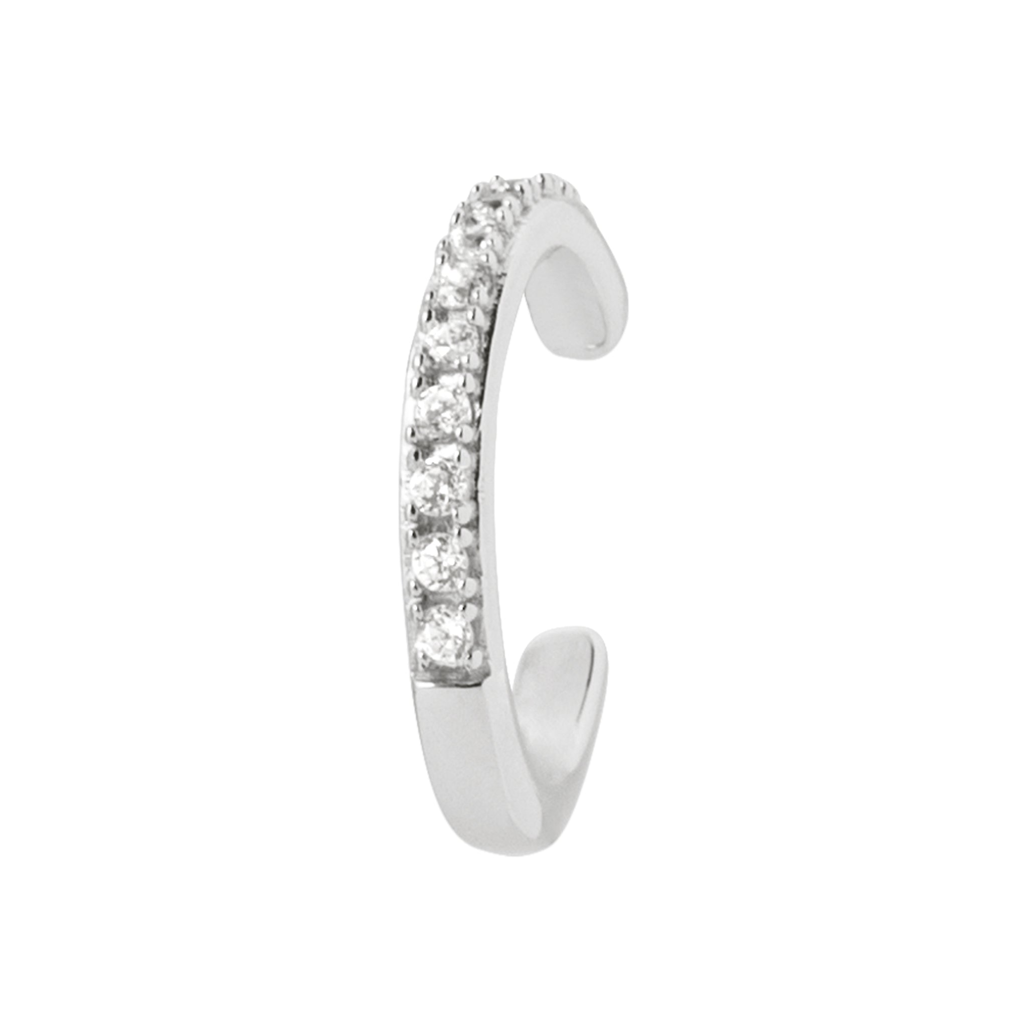 Bague d'oreille en argent rhodié avec oxydes serttis grains
