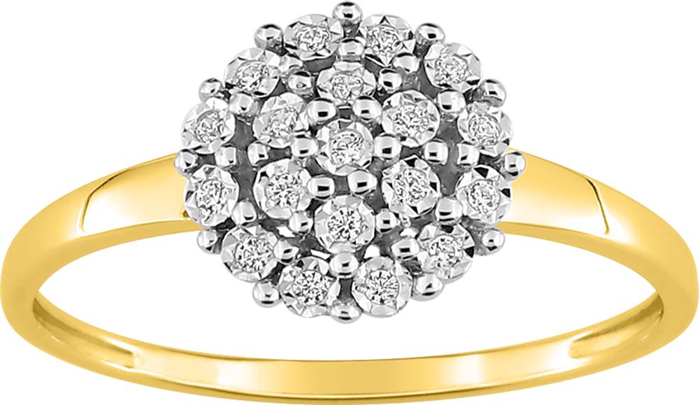 Bague Diamants 0,08ct GH-P2 – Or jaune 375, pastille rhodiée