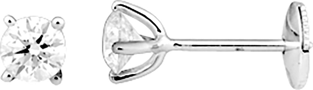 Boucles d'oreilles or blanc 750/1000 et diamants GH-SI 2 x 0.40 carats, système alpa
