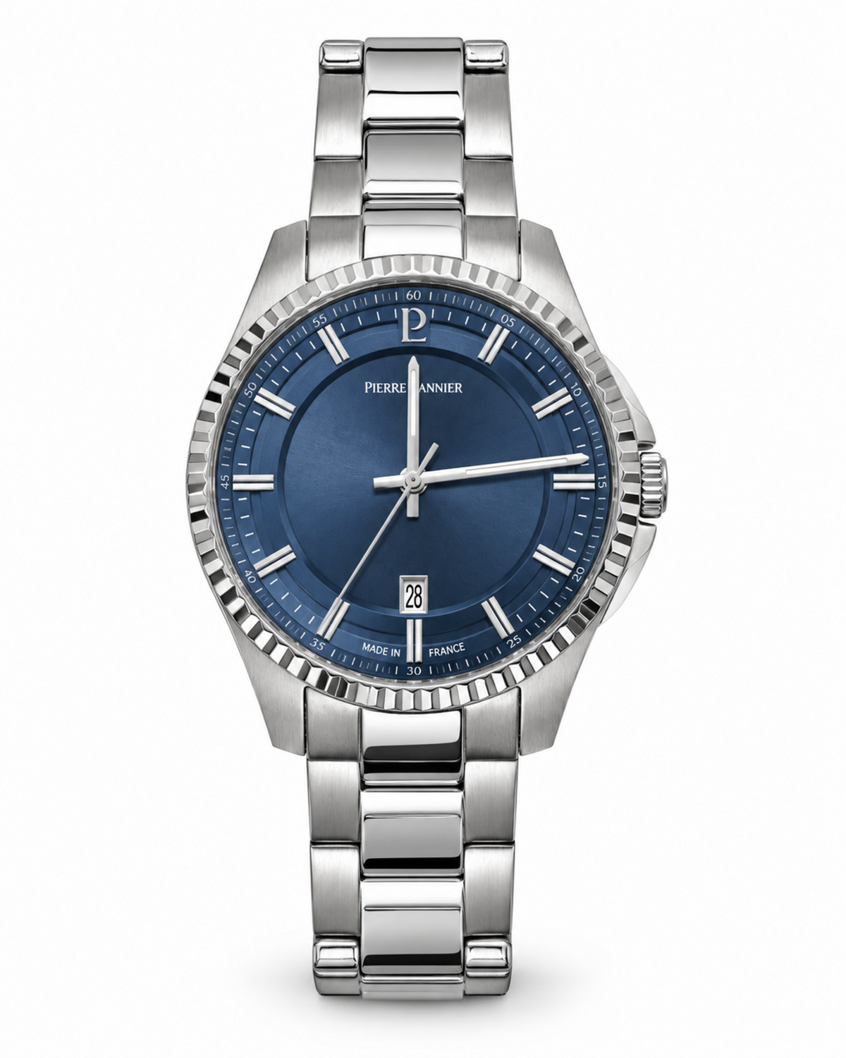 Montre Pierre Lannier 205K161 cadran bleu sur fond blanc