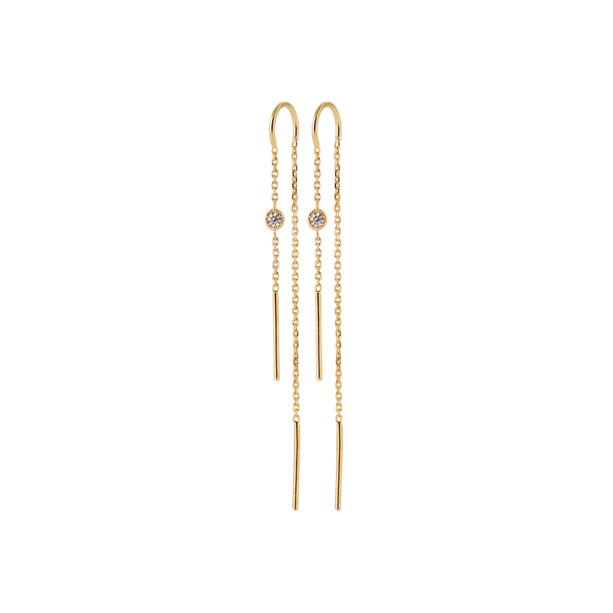 Boucle d'oreilles pendantes avec chaines devant/derrière et OZ