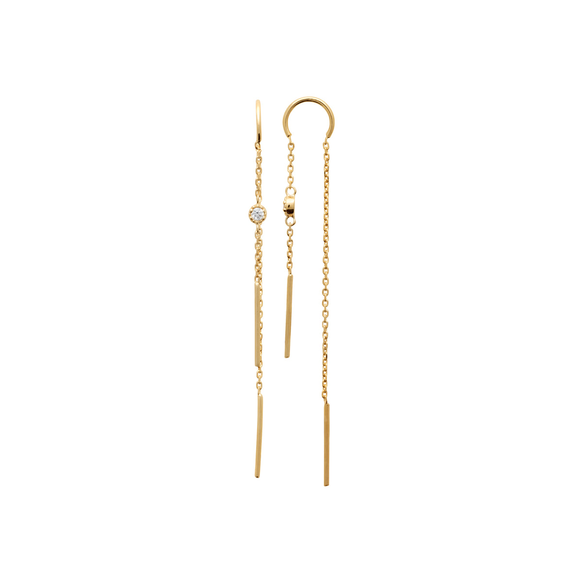 Boucle d'oreilles pendantes avec chaines devant/derrière et OZ