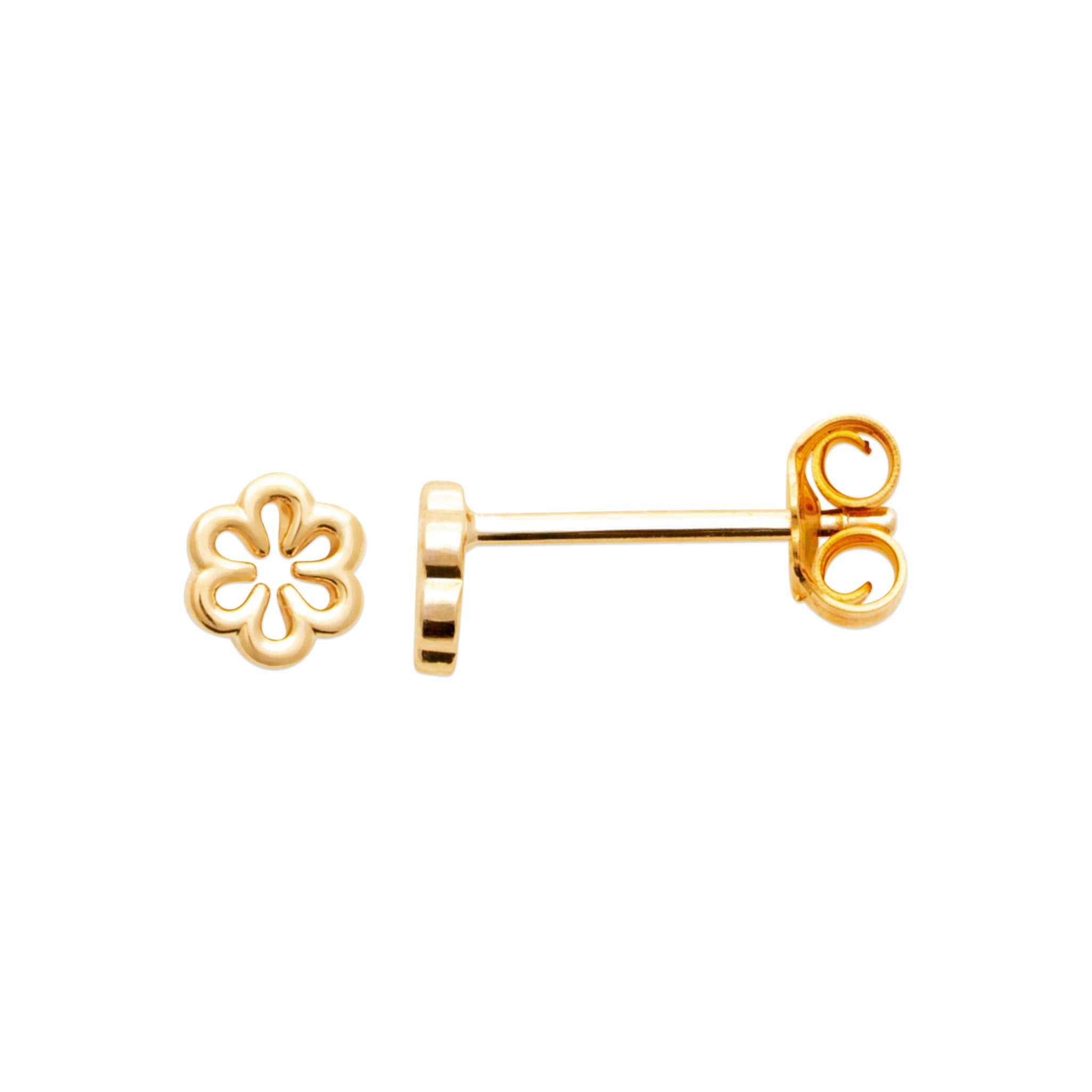 Boucles D'Oreilles En Plaqué Or Petites Fleurs Ajourées