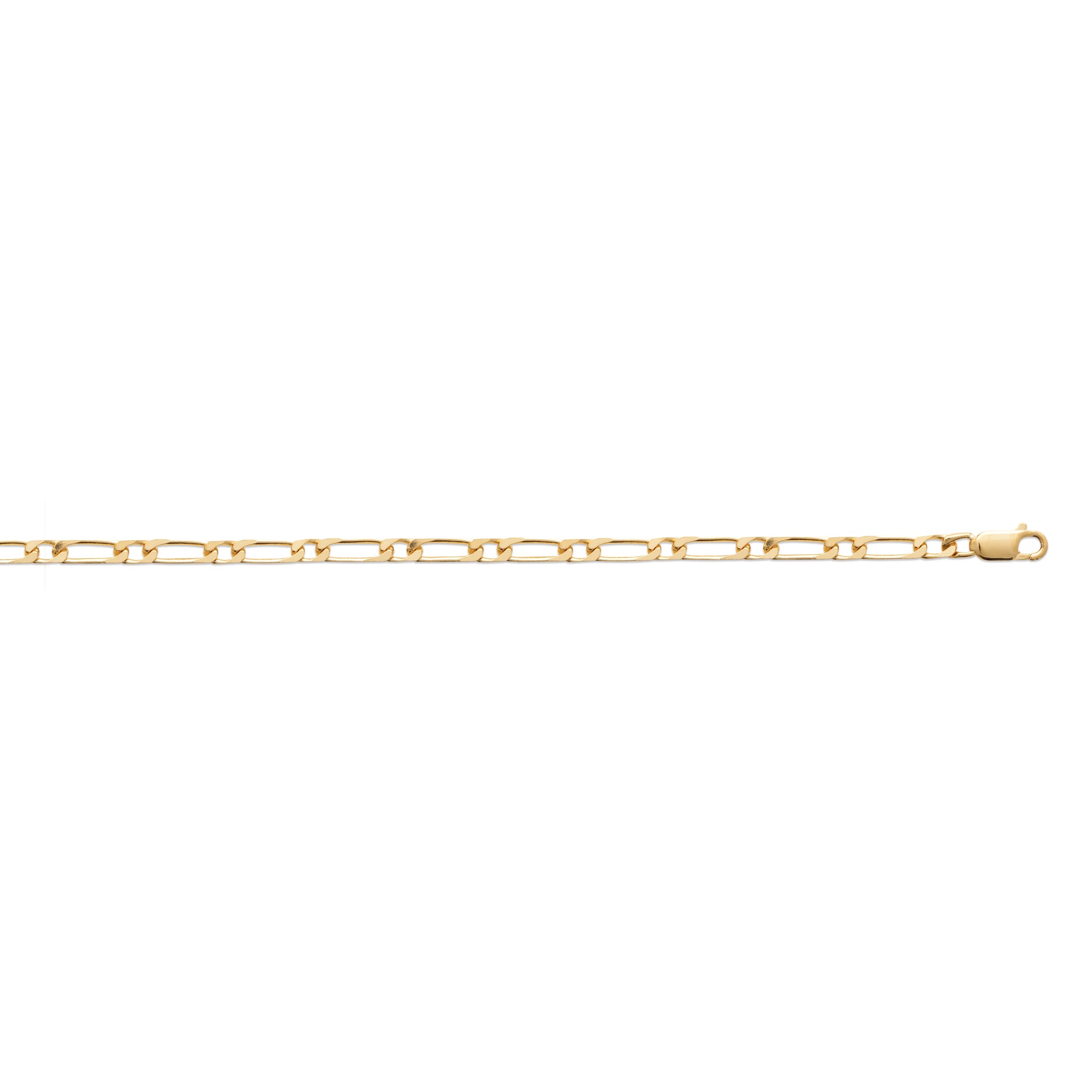 Bracelet en plaqué or maille figaro alternée 1+1 de largeur 4 mm et de longueur 21 cù