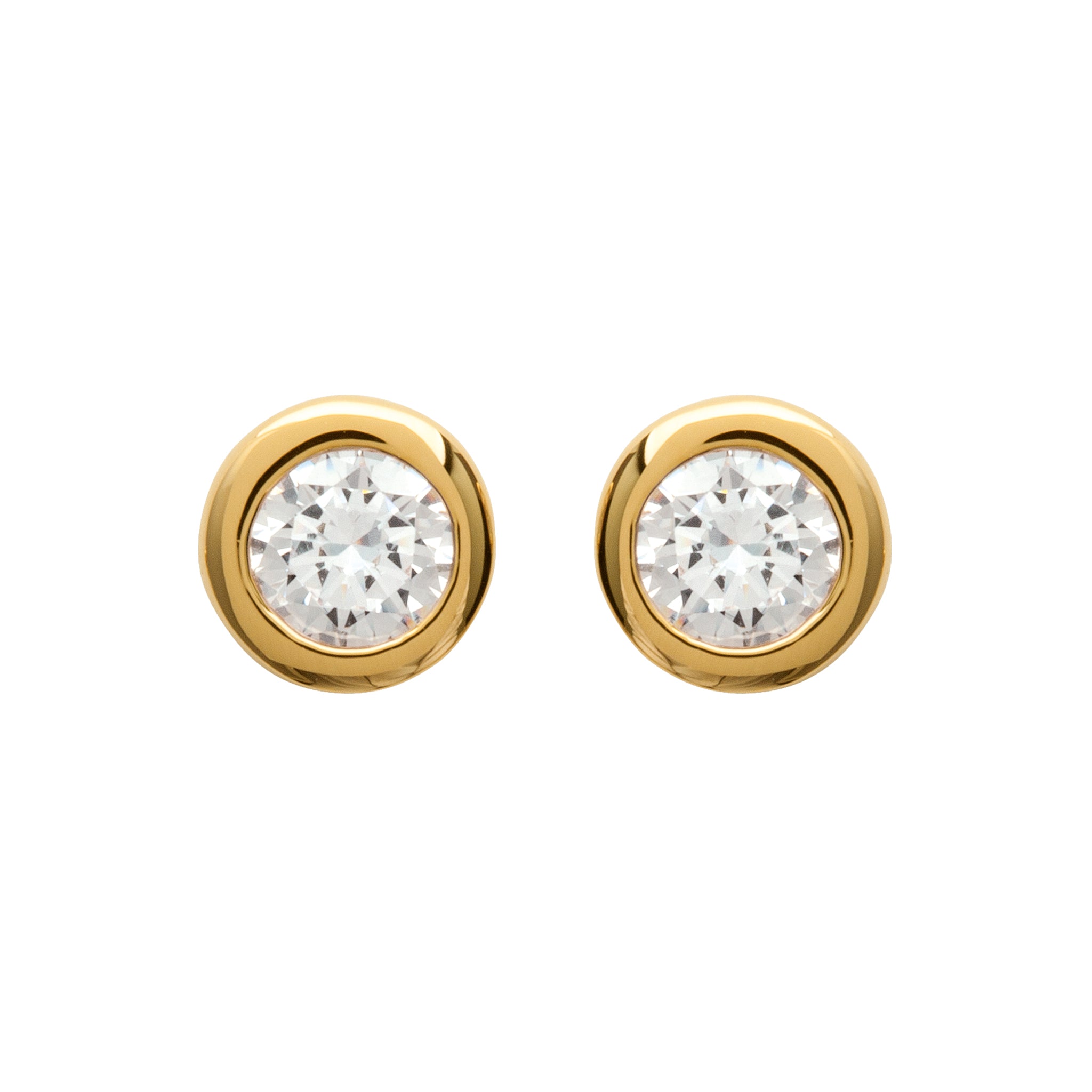 Boucles d'oreille en plaqué or avec oxydes blancs sertis clos de 4 mm
