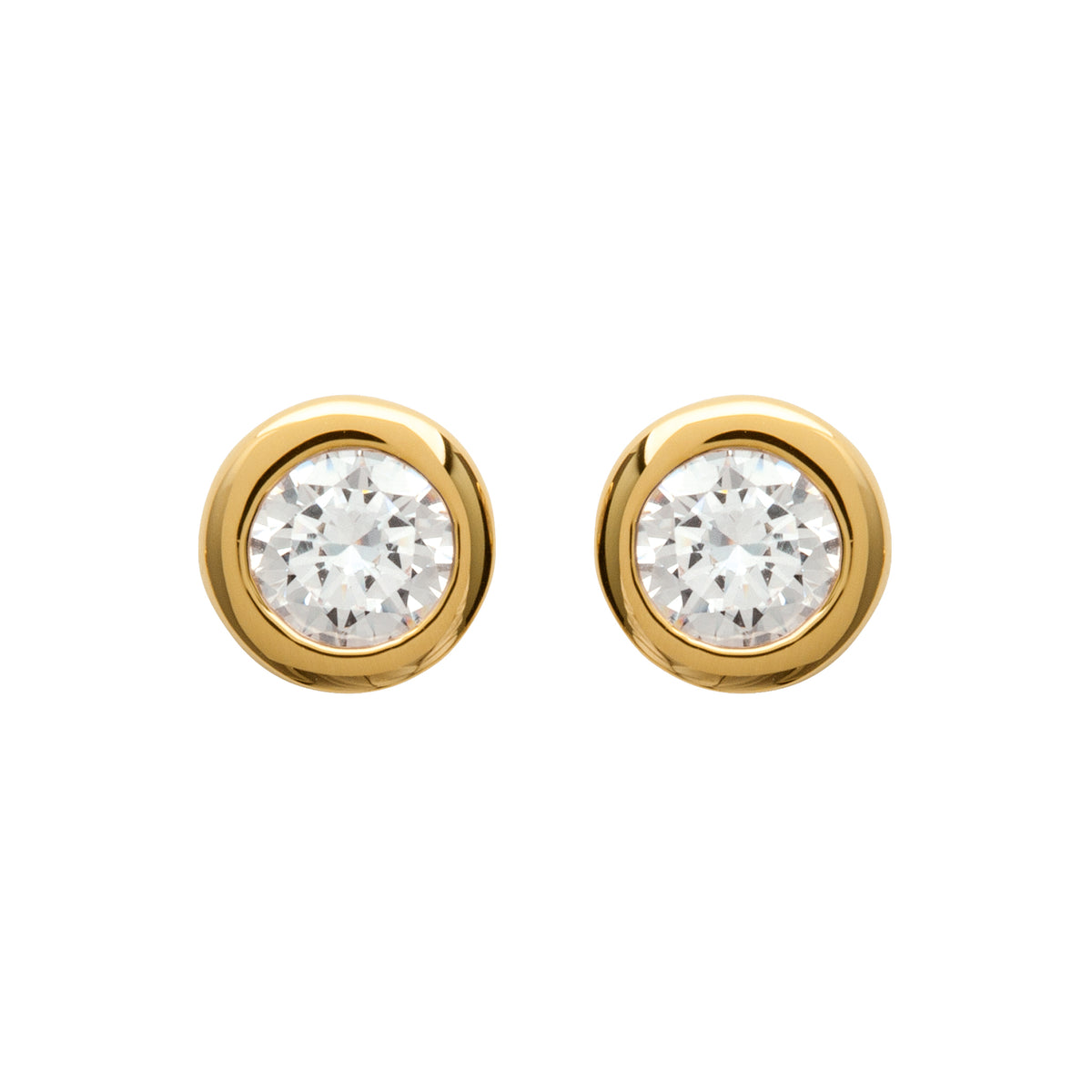 Boucles d'oreille en plaqué or avec oxydes blancs sertis clos de 3 mm