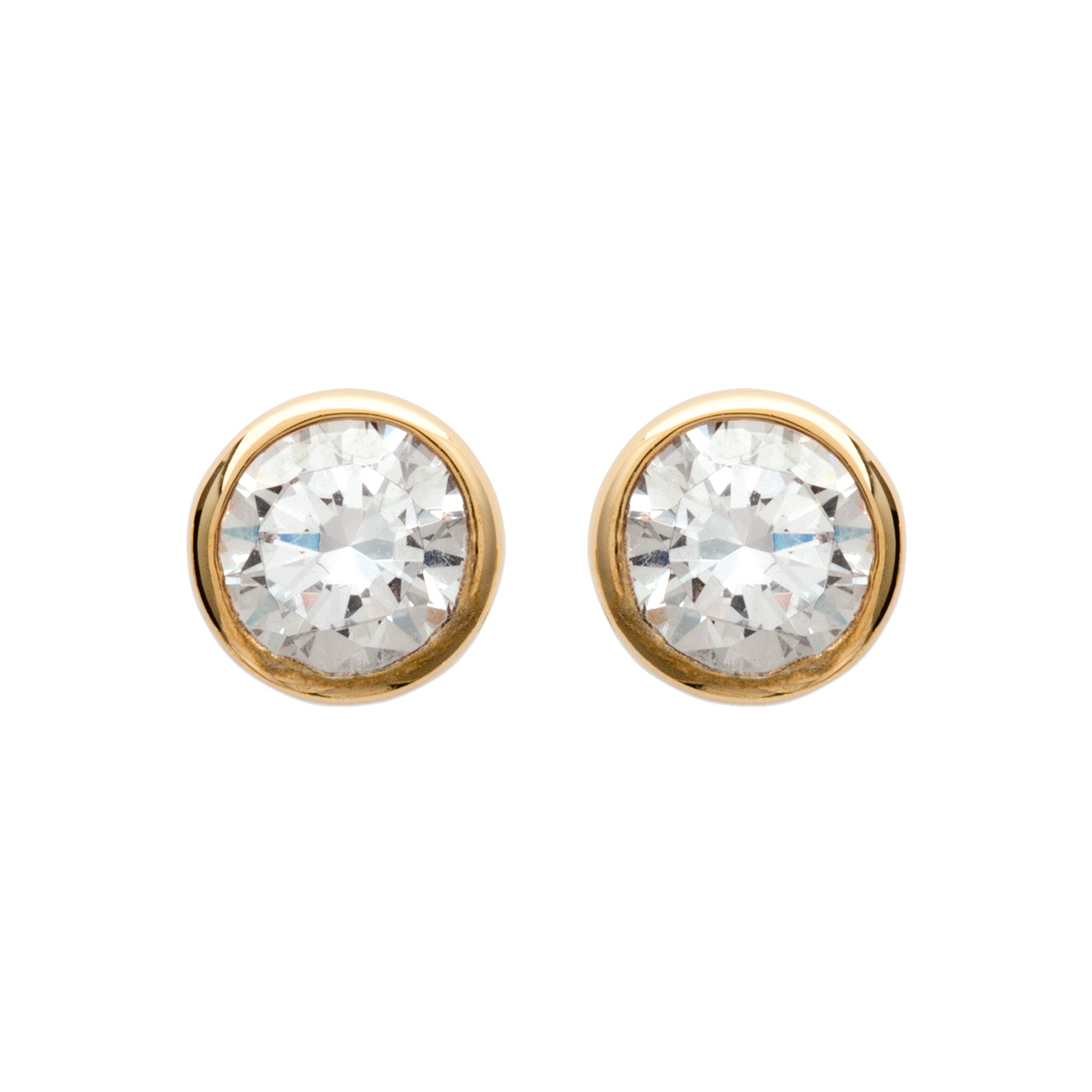 Boucles d'oreille en plaqué or avec oxydes blancs sertis clos de 5 mm