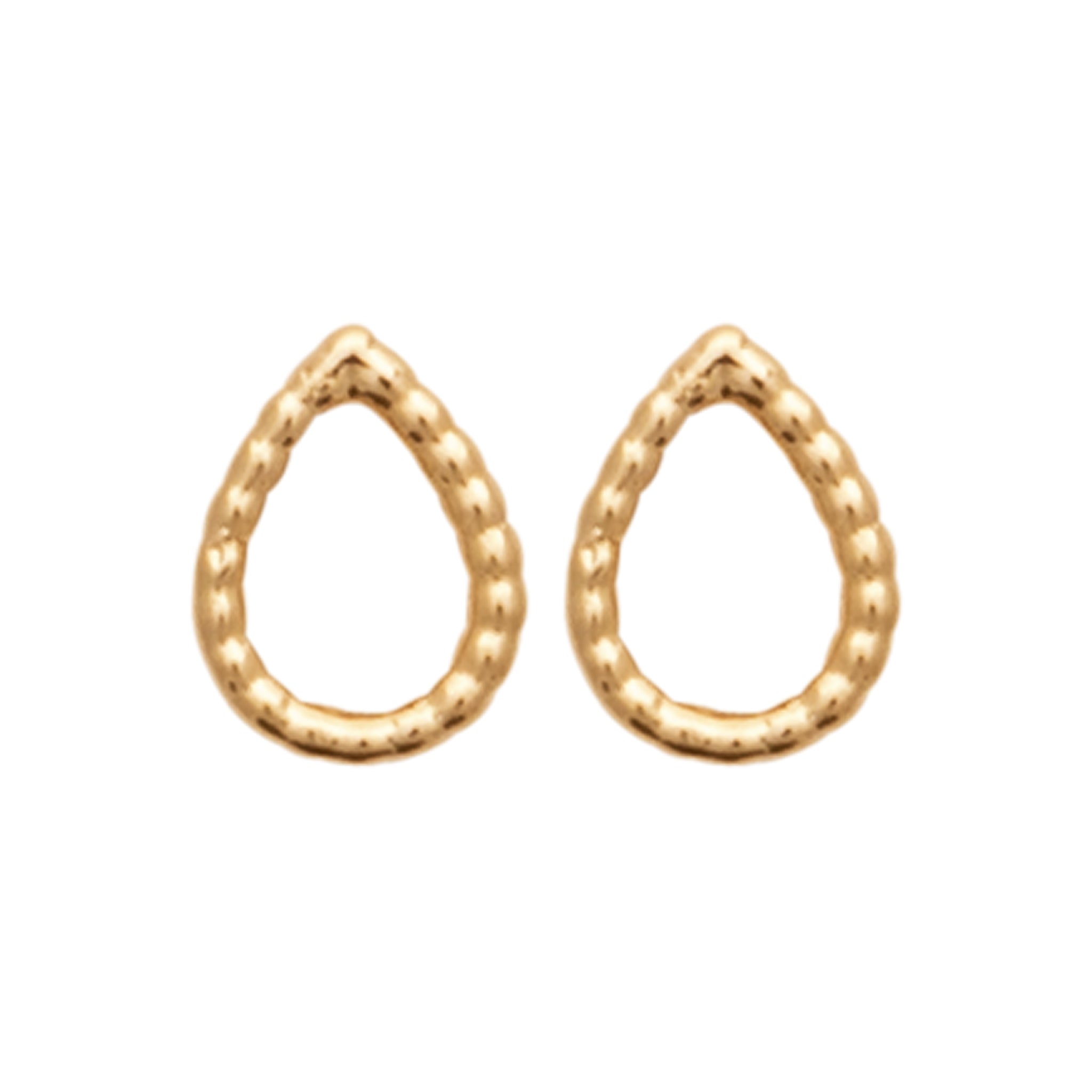 Boucles d'oreilles en plaqué or en forme de gouttes ajourées et perlées