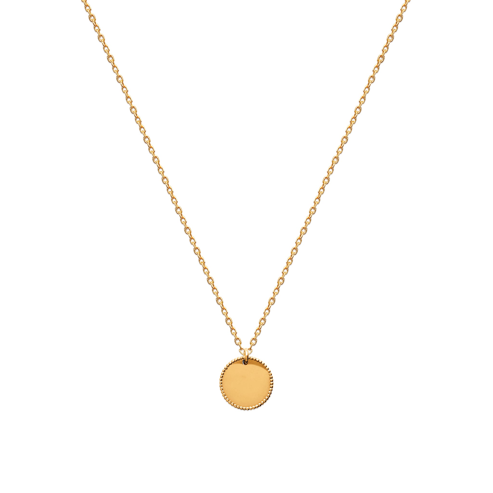 Médaille à Graver en Plaqué Or Ronde Avec Tour Perlé Diamètre 20 mm