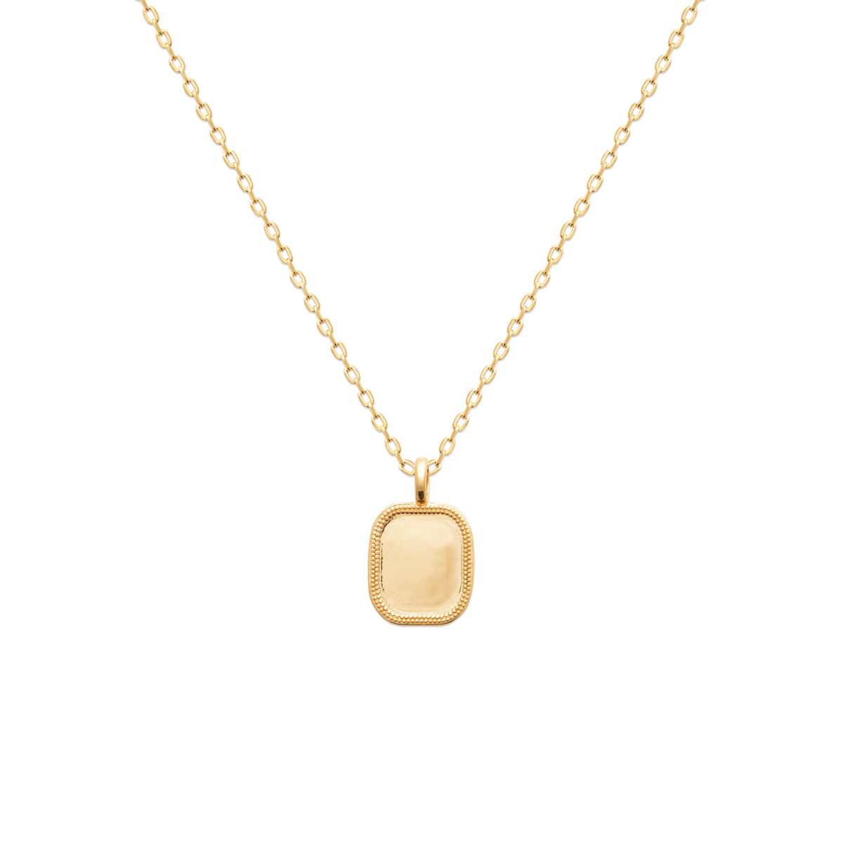 Pendentif Plaqué Or Rectangulaire à Graver avec Bords Perlés