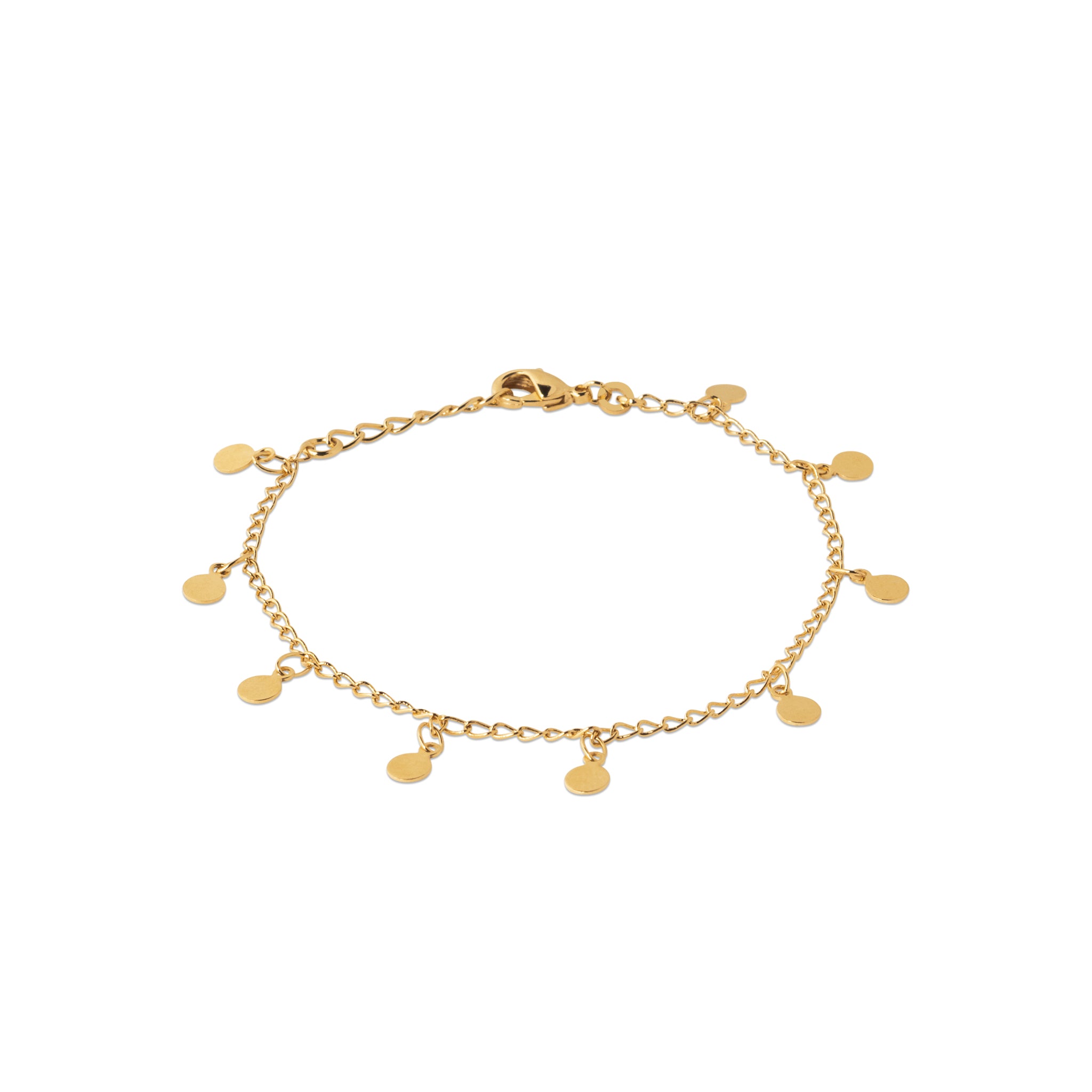 Bracelet en plaqué or jaune avec petites pampilles rondes