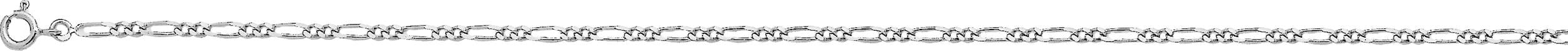 Chaine argent rhodié 925/1000 maille alternée 1+2 largeur 2 mm et longueur 60cm