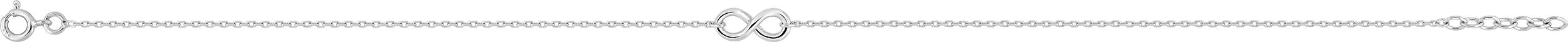 Chaine de cheville en argent rhodié 925/1000 motif infini