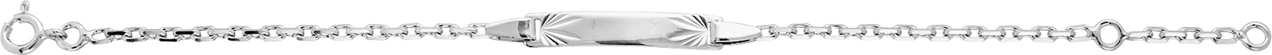 Gourmette en argent rhodié 925 plaque rectangle 15 cm