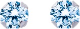 Boucles d'oreilles en argent rhodié avec OZ bleu clair 5 mm