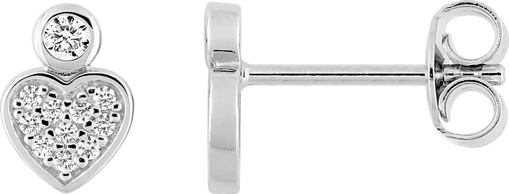 Boucles d'oreilles en argent rhodié 925/1000 en forme de coeur avec OZ