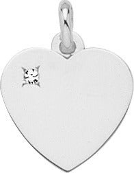 Pendentif argent rhodié 925/1000 forme coeur 1 oxyde de zirconium serti clos