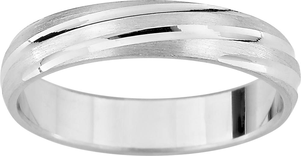 Bague Argent Rhodié Alliance Fantaisie 4 Mm Largeur