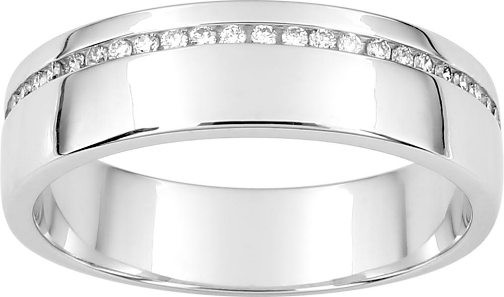 Alliance en or blanc 750/100 tour complet de 25 diamants GH-P1 décalé pour 0.14 carats
