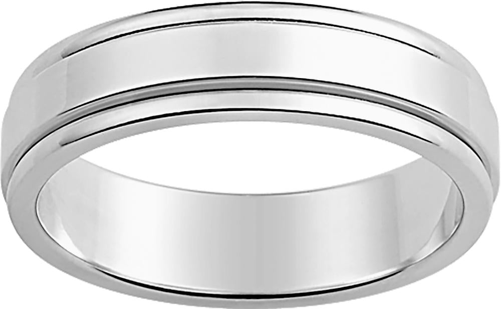 Alliance contemporaine en or blanc 750/1000 avec 2 liserés, largeur 6 mm
