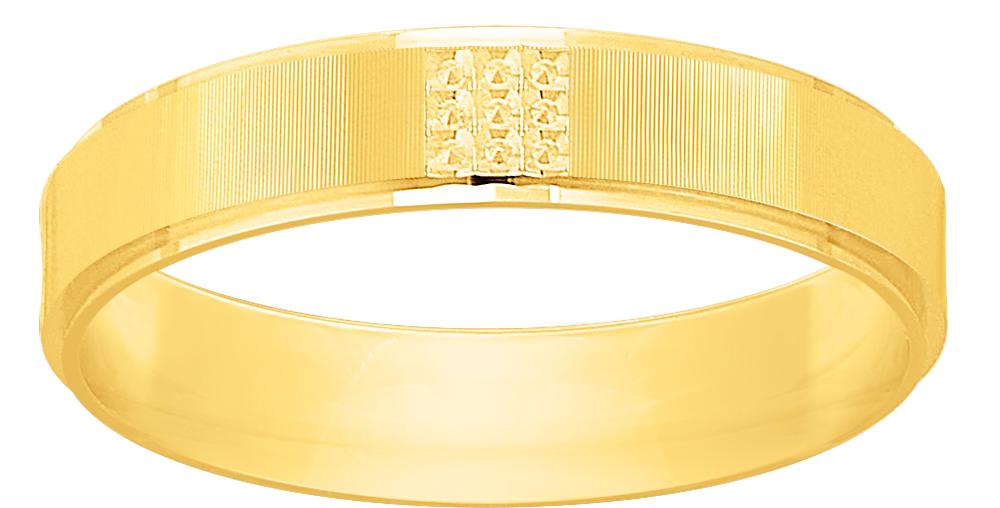 Alliance en or jaune 750/1000 de largeur 4 mm intérieur confort motifs diamantés