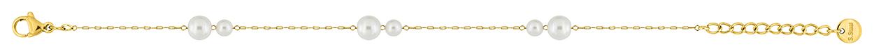 Bracelet en acier doré et perles d'imitation, longueur 16+3 cm