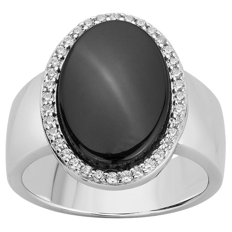 DEMENTA Bague en argent, céramique noire oxyde de zirconium