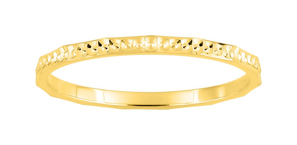 Bague en or jaune 750/1000 de type lliance fantaisie à motifs diamantés de largeur 1.5 mm