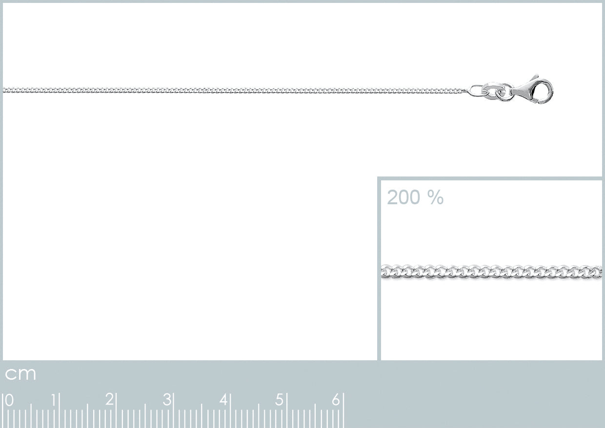 Chaine en argent rhodié maille gourmette de 1.1 mm d'épaisseur et de longueur 40 cm
