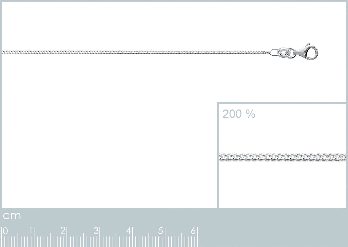 Chaine en argent rhodié maille gourmette de largeur 1.1 mm et de longueur 42 cm