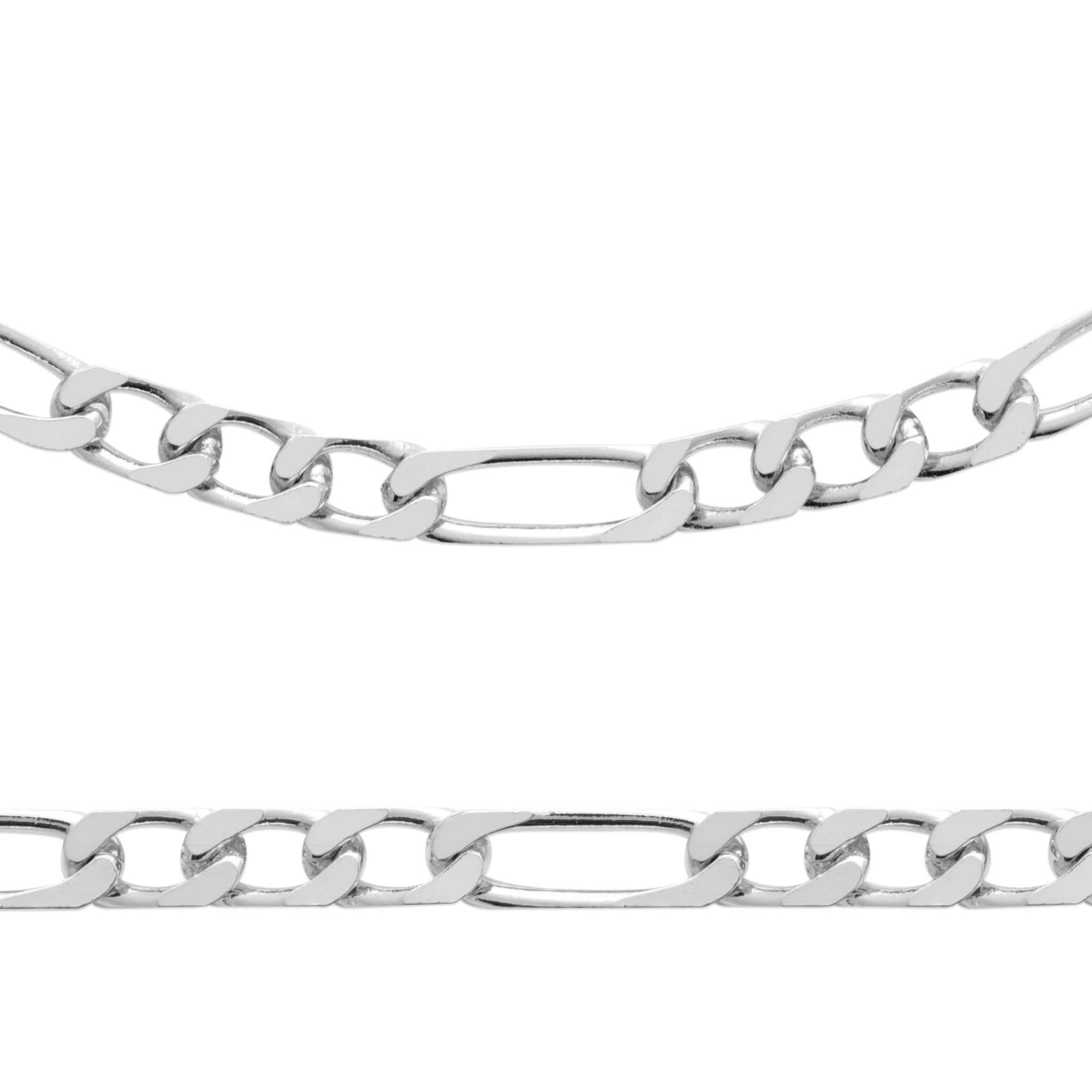 Chaine en argent rhodié maille alternée 1 + 3 longueur 55 cm