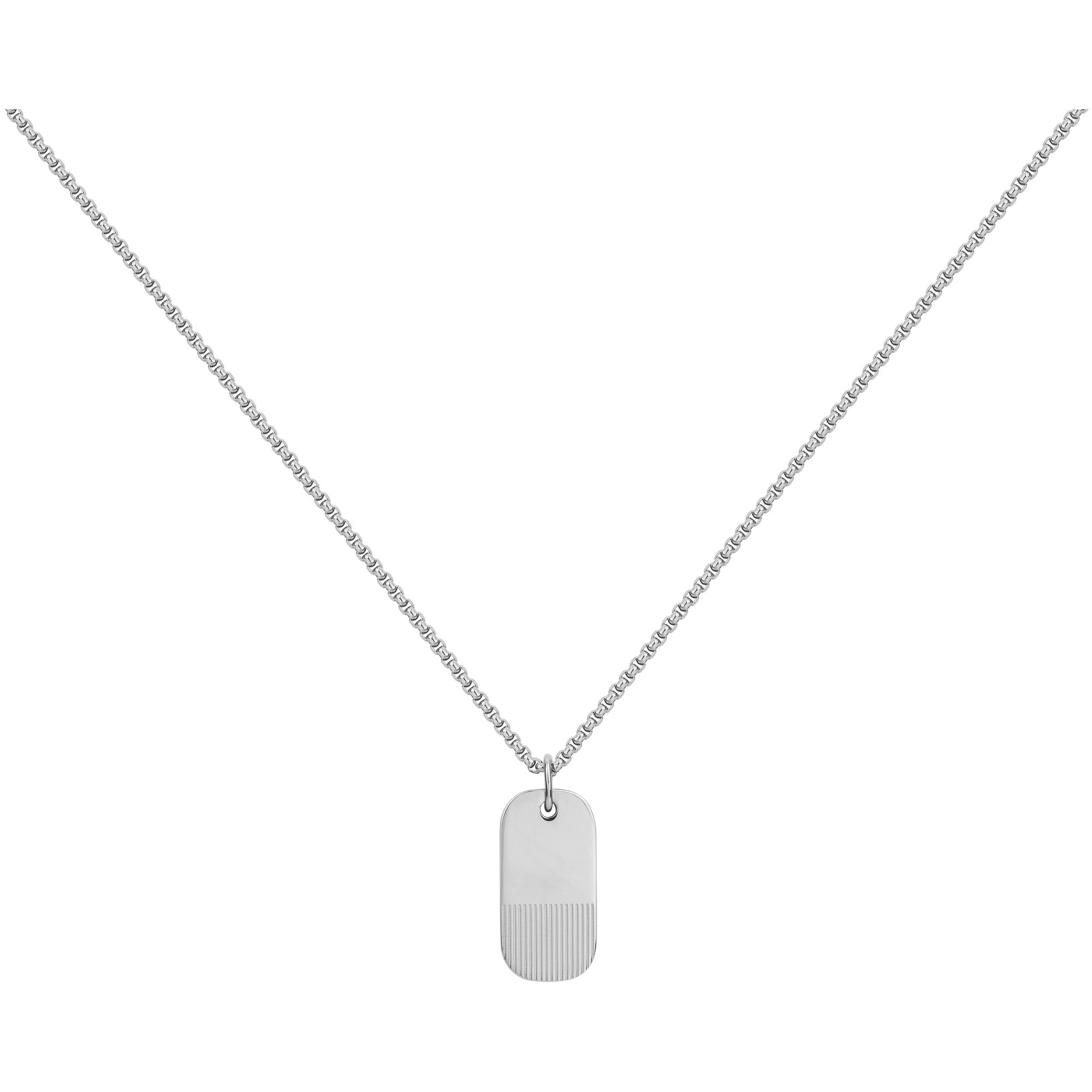 Collier en acier avec plaque arrondie striée