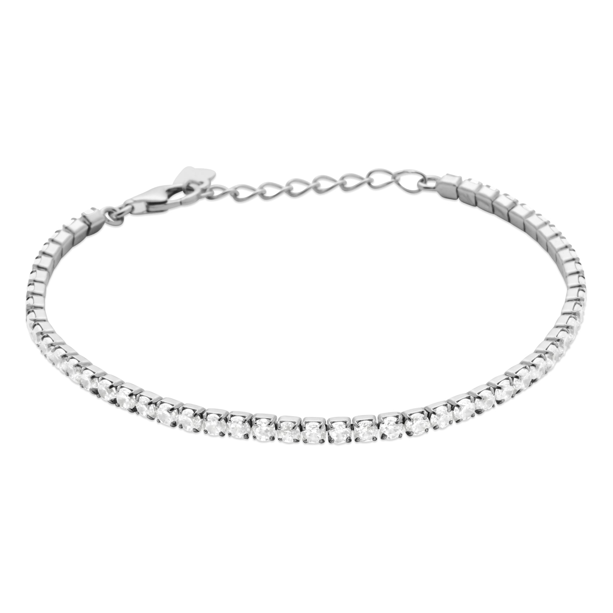 Bracelet AG925 Argent Rhodié 925/1000 et Oxydes de Zirconium Blancs pour Femme Moderne