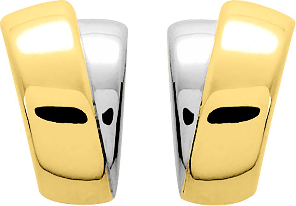 Boucles d'oreilles or jaune 750/1000 et rhodium demi-créoles électroformées