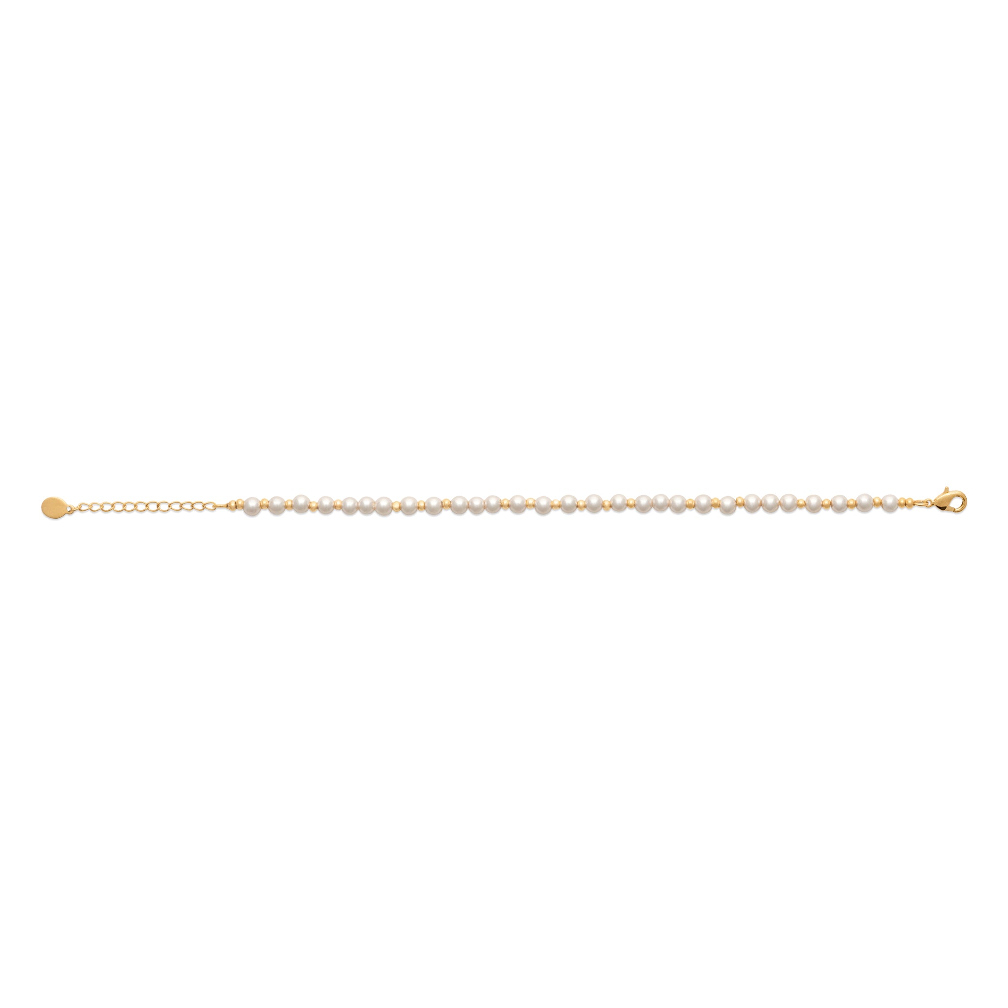 Bracelet en plaqué or avec perles de culture d'imitation et billes dorées