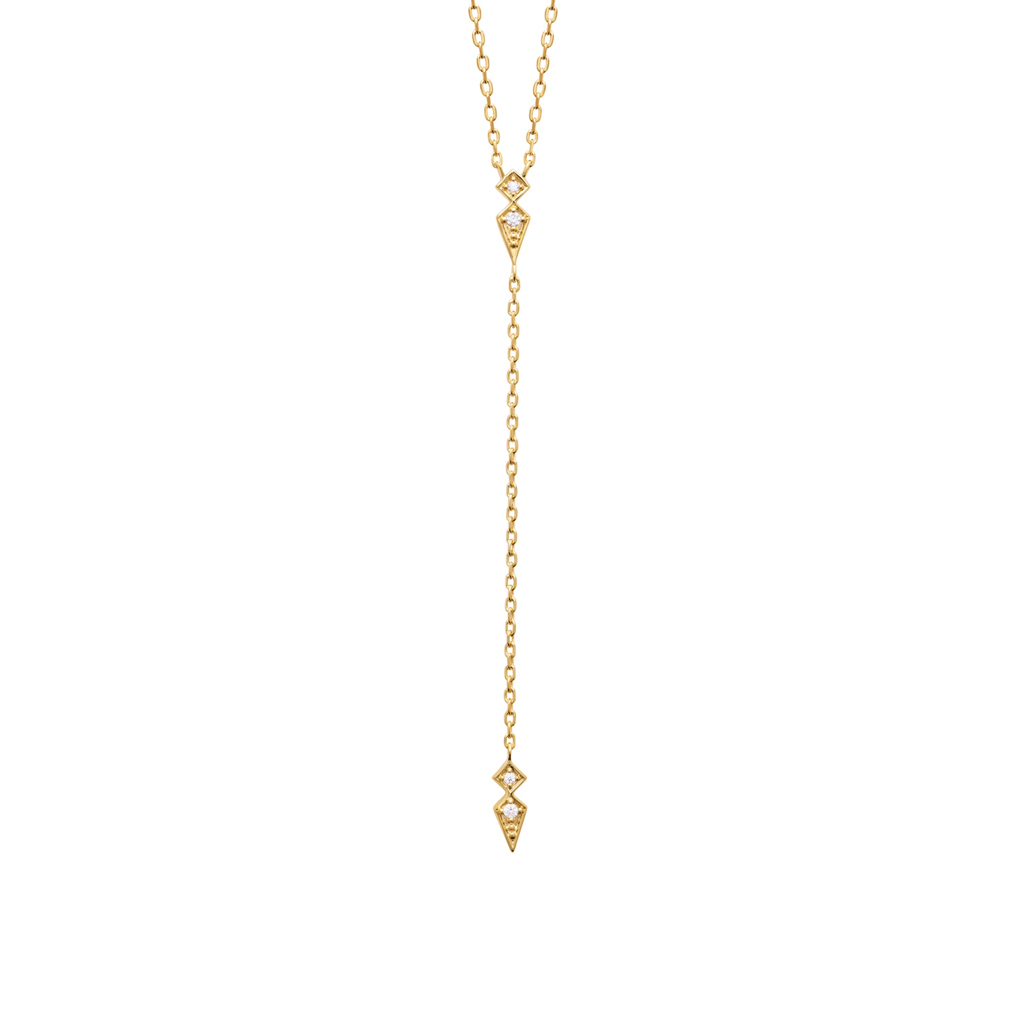 Collier en plaqué or jaune forme cravate avec OZ pointe