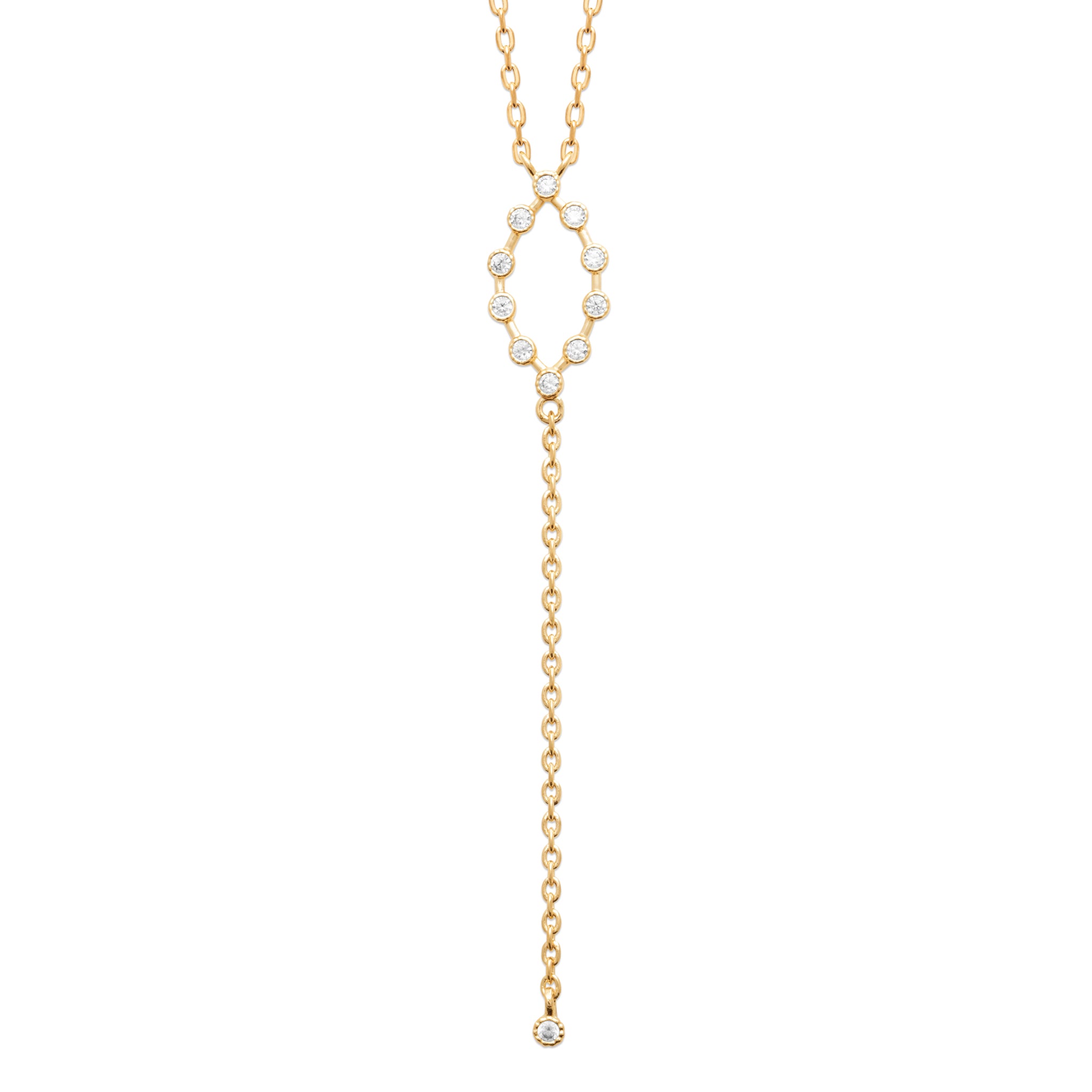 Collier en plaqué or forme cravate avec navette sertie d'oxyde