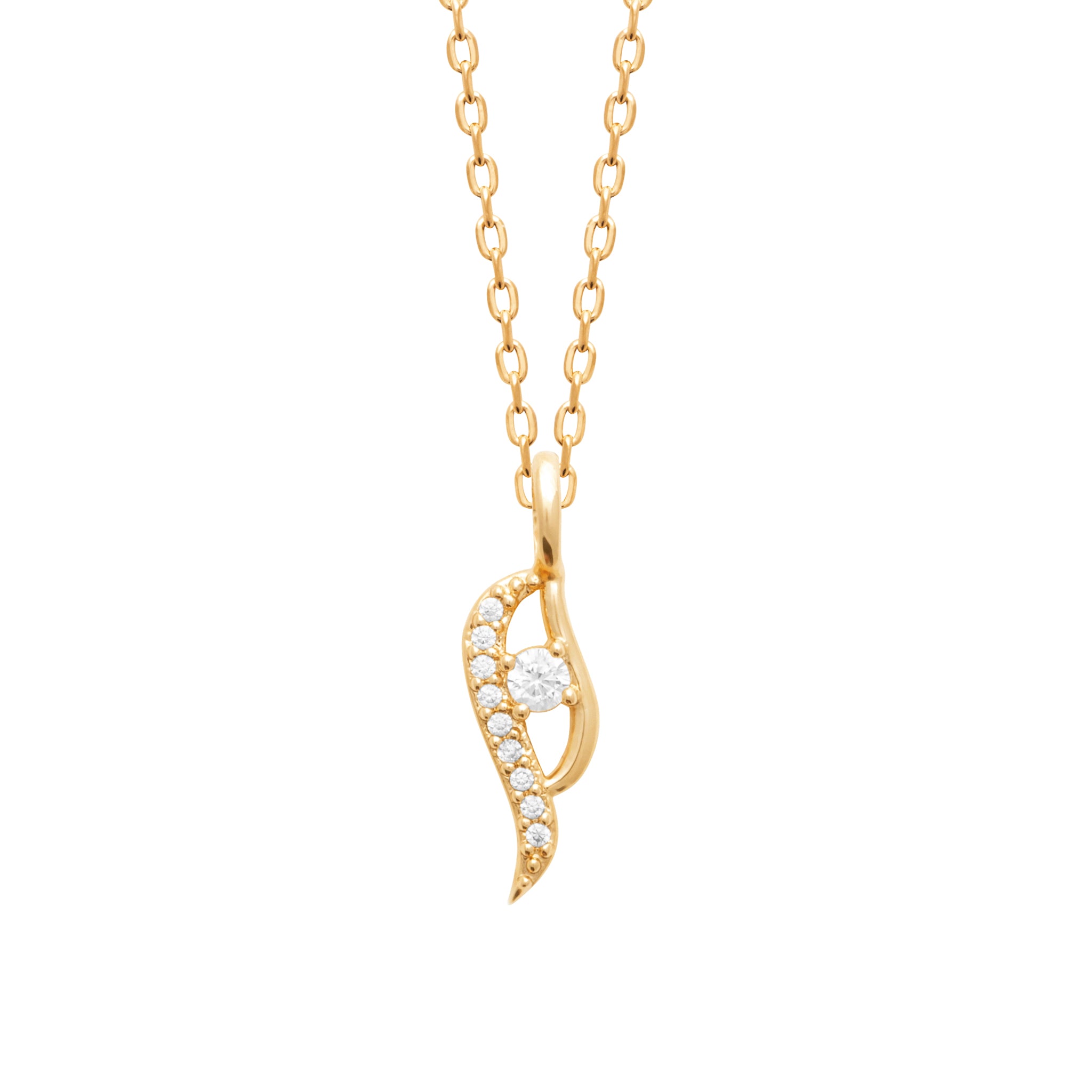 Collier en plaqué or avec oxydes blancs en forme de vague