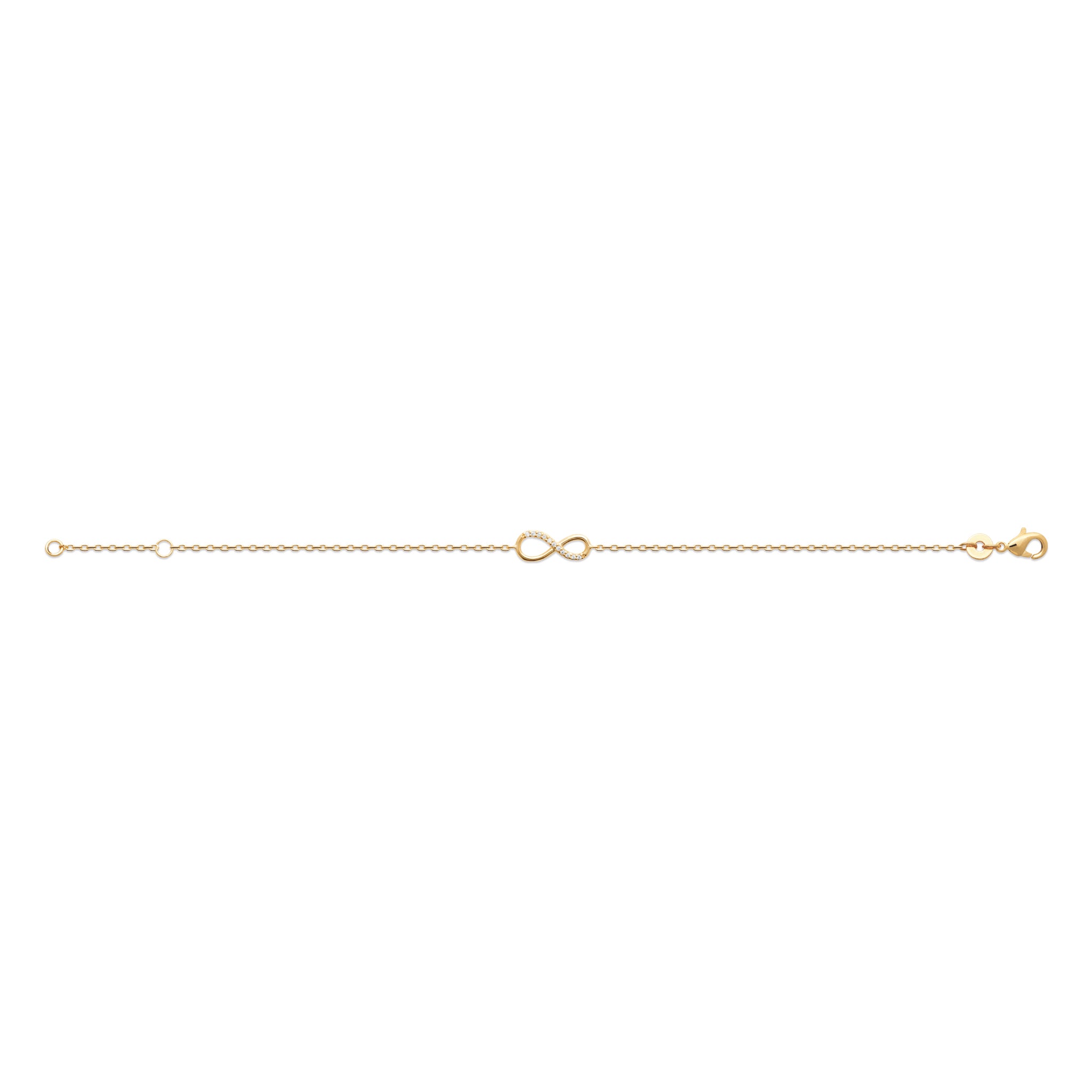 Bracelet en plaqué or jaune motif infini serti d'oxydes de zircunium