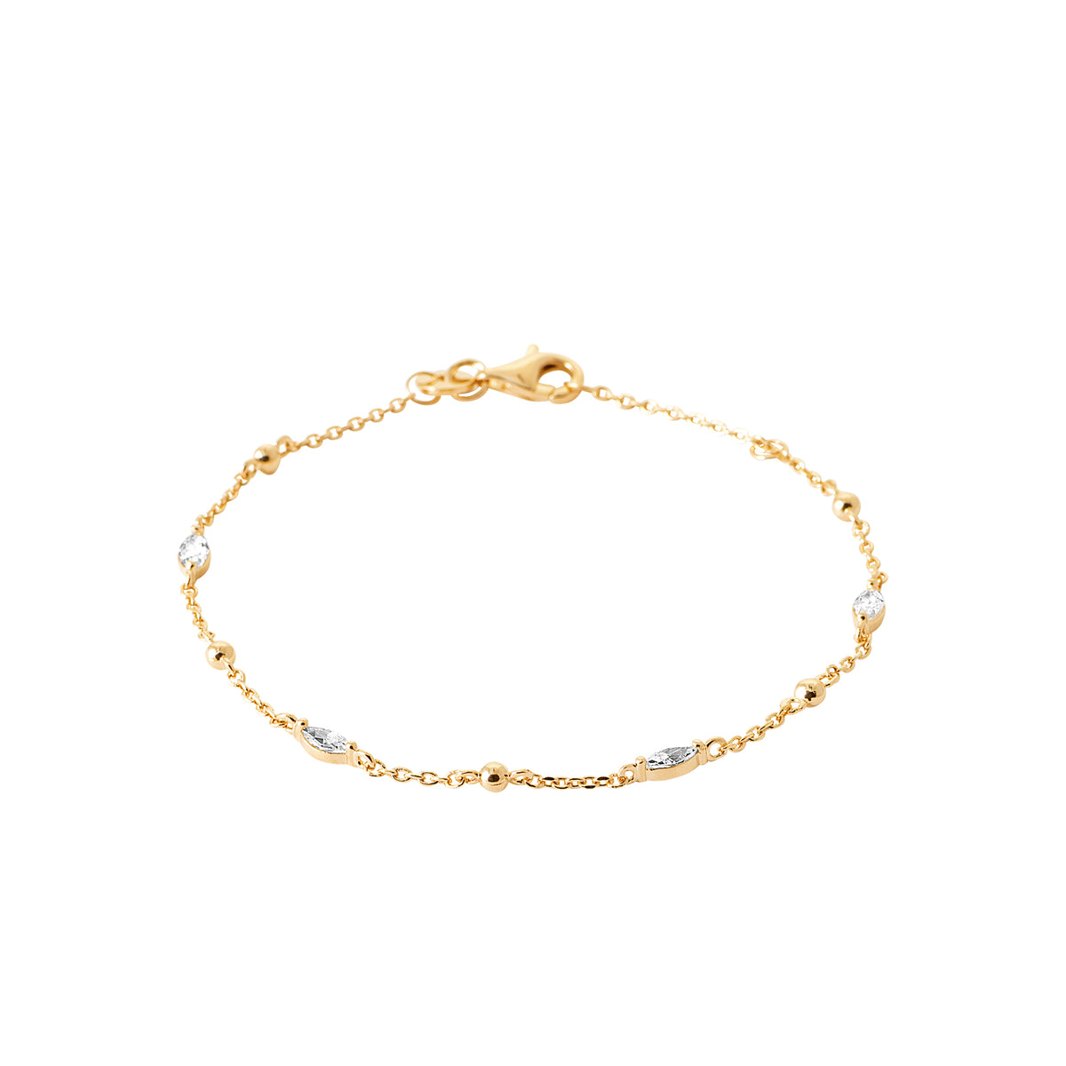 Bracelet en plaqué or avec OZ navettes de longueur18 cm