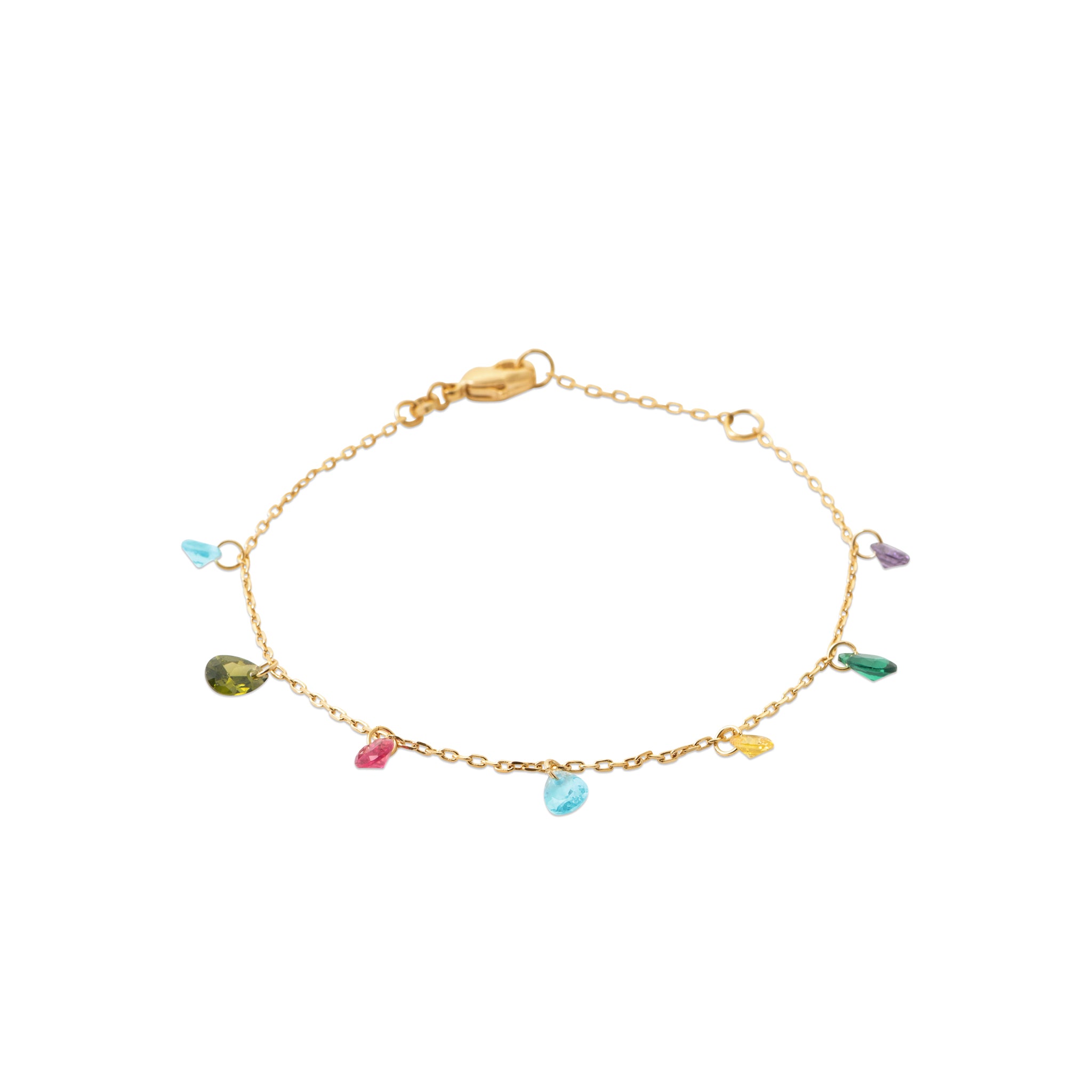 Bracelet Plaqué Or Jaune Avec Pampilles Multicolores OZ