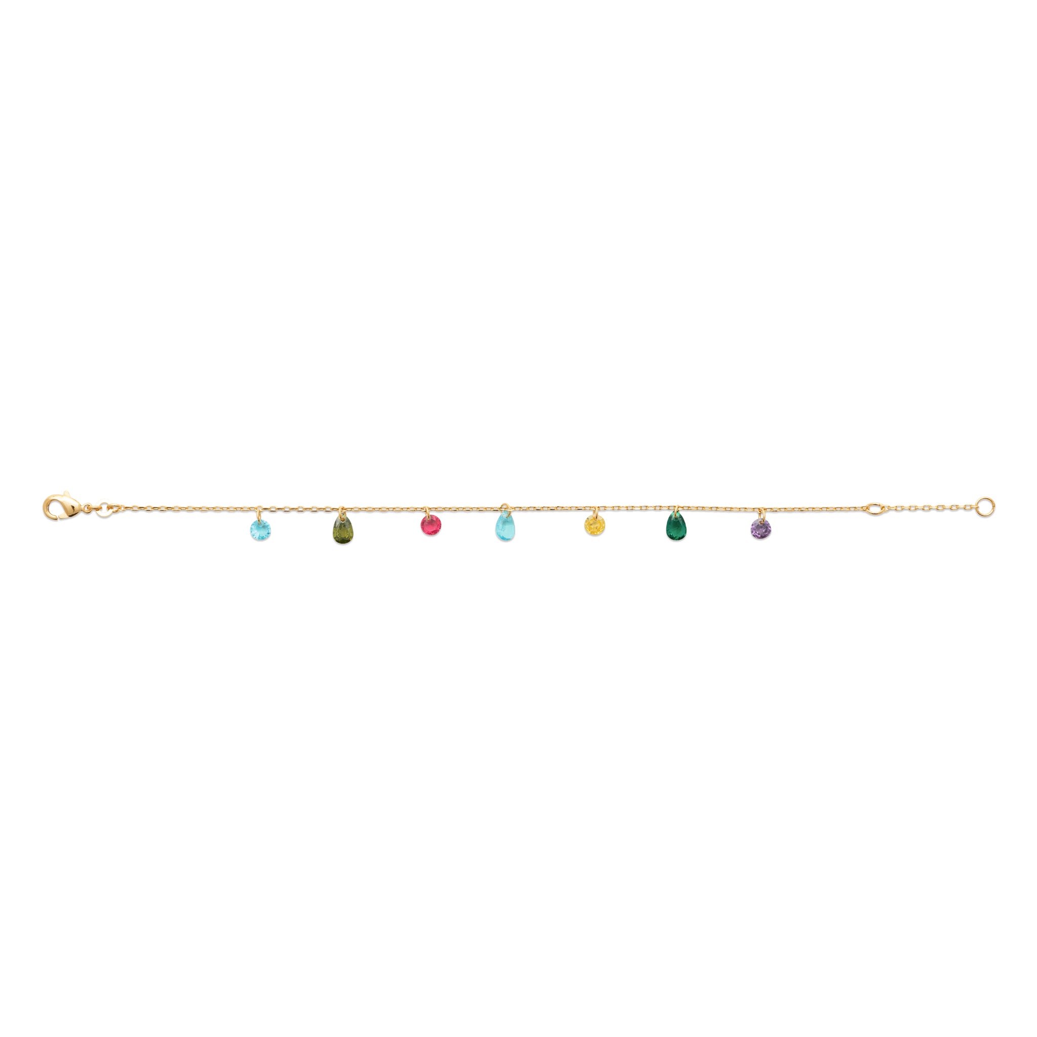 Bracelet Plaqué Or Jaune Avec Pampilles Multicolores OZ