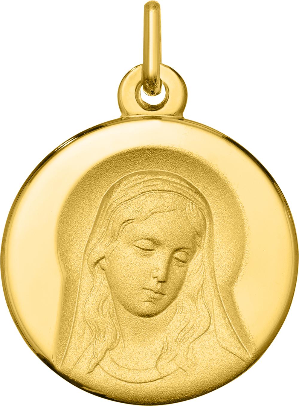 Médaille or jaune 375/100 Vierge à graver