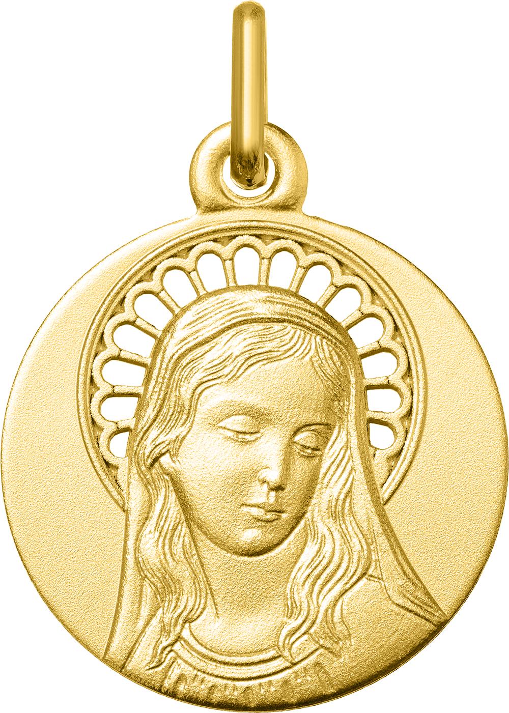 Médaille or jaune 375/1000 Vierge auréole ajourée