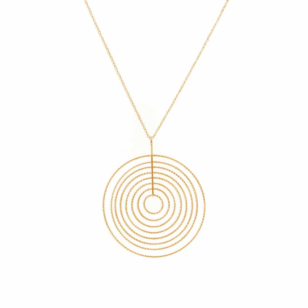 Collier Spirale Argent Doré Cercles Diamantés ORUS Bijoux
